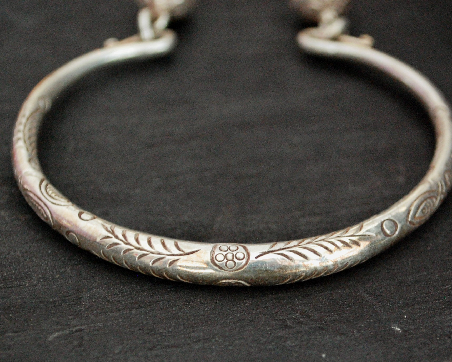 Concave Tibetan Silver Vintage Tribal Bangle Cuff Bracelet – Neshe