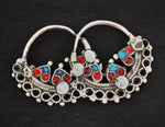 Antique Afghani Hoop Earrings with Glass