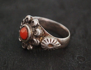 Rajasthani Tribal Coral Ring - Size 7