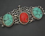 Ethnic Coral Turquoise Link Bracelet - SMALL