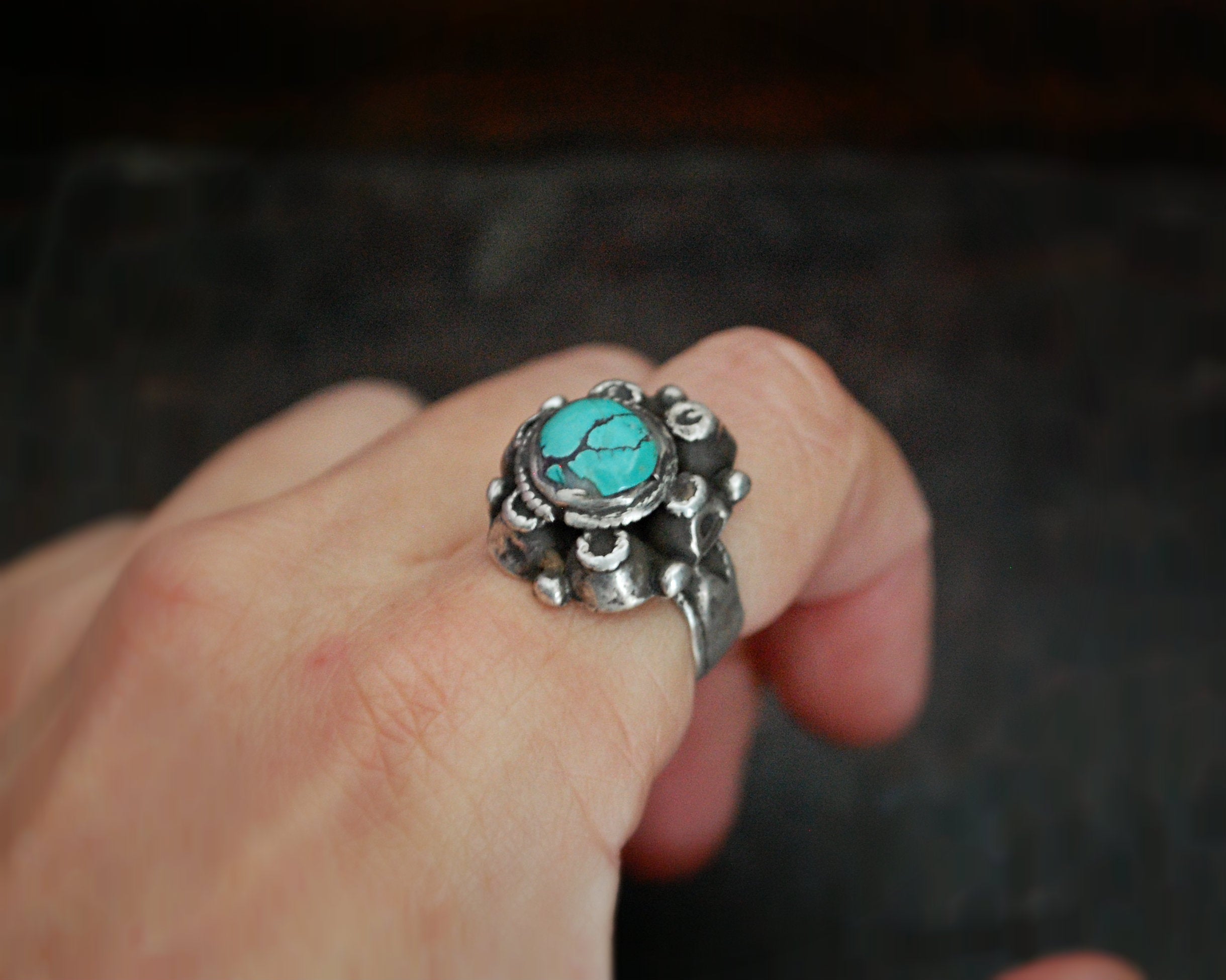 Antique Afghani Turquoise Ring - Size 7