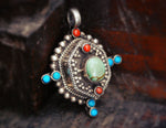 Bold Nepali Turquoise Coral Pendant