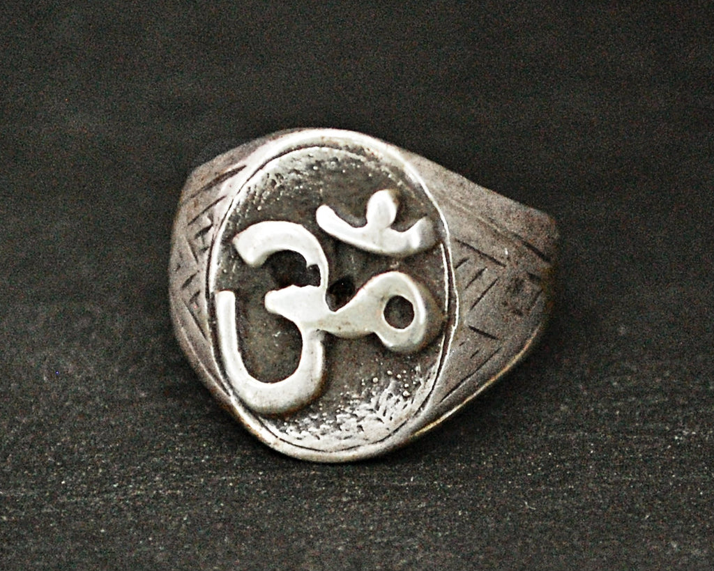 Om Silver Ring from India - Size 9.5