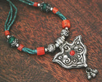 Vintage Nepali Coral Malachite Gau Necklace