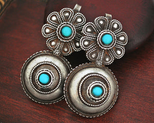 Old Rajasthani Tribal Earrings with Turquoise