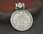 Antique Indian Half Rupee Coin Pendant 1936