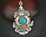 Nepali Turquoise Pendant with Fish, Conch Shell and Infinite Knot