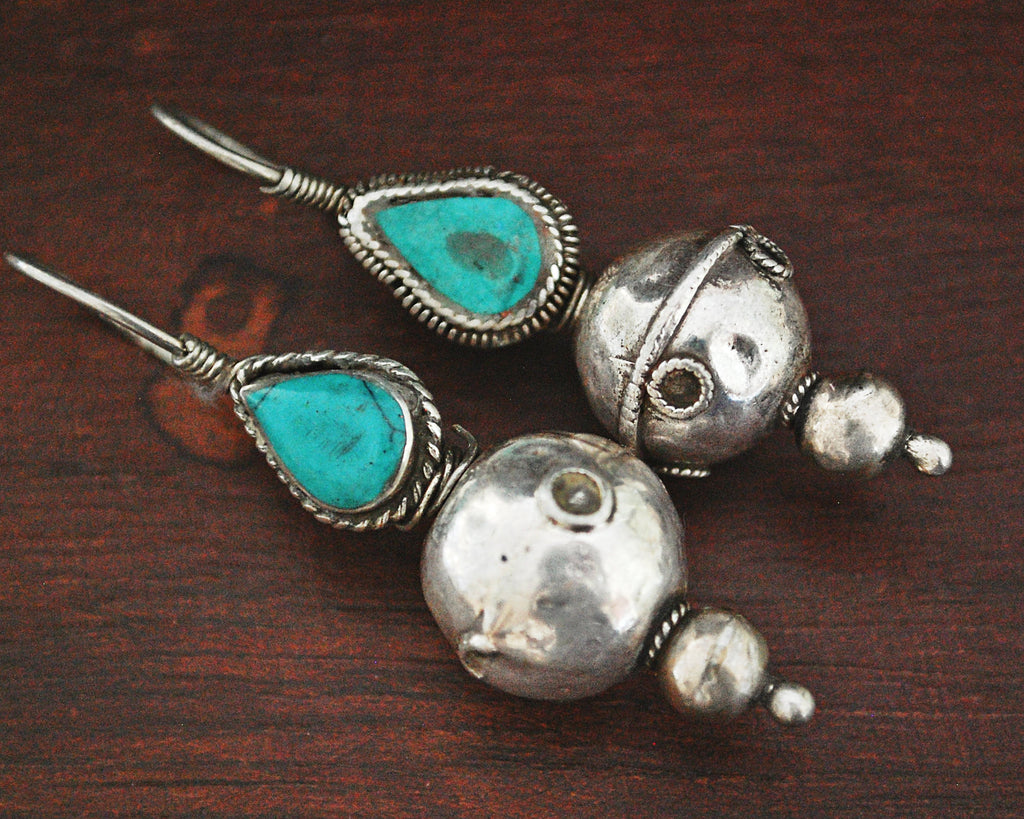 Antique Afghani Earrings with Turquoise