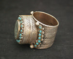 Antique Turkmen Ring with Turquoises - Size 9