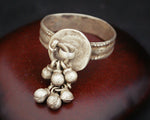 Old Rajasthani Silver Ring with Bells - Size 12.25