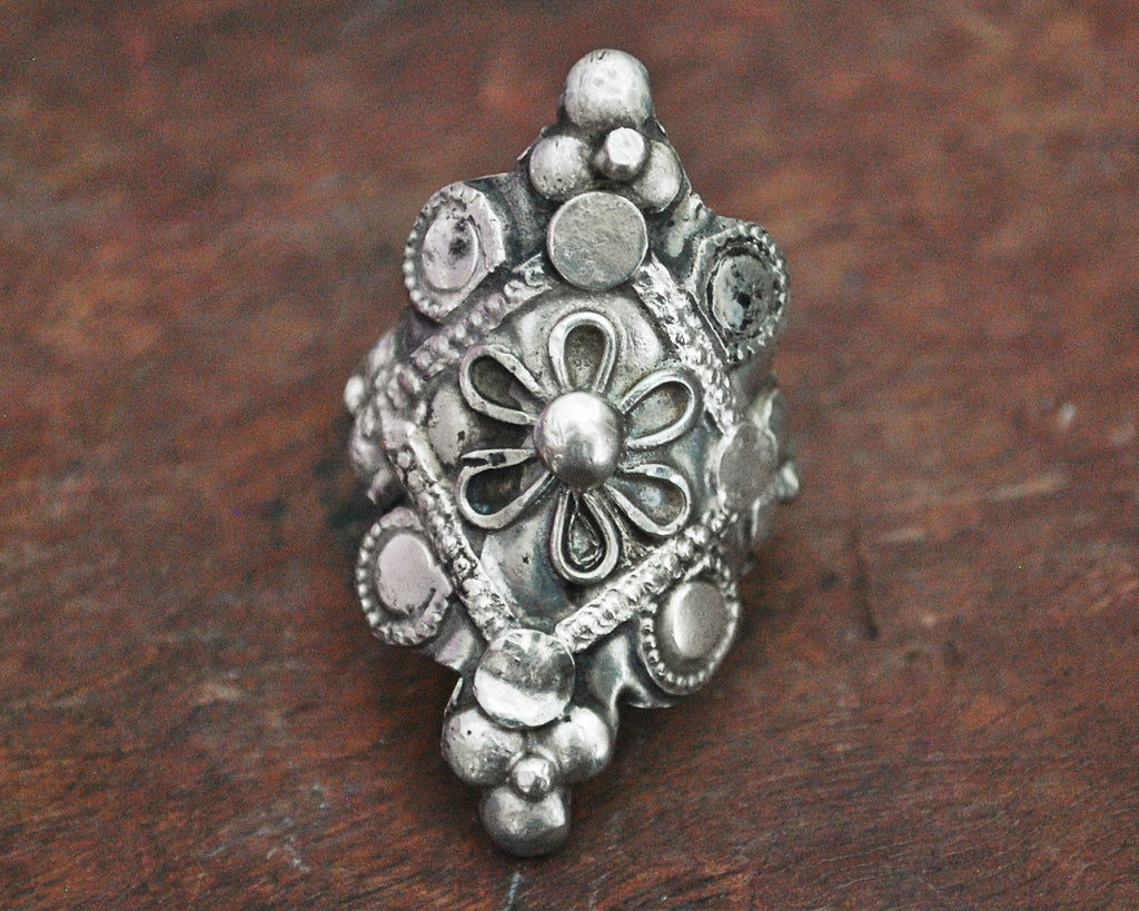 Tribal Afghani Silver Ring - Size 7.25