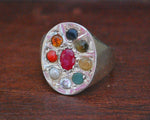 Indian Navaratna Nine Gemstone Astrology Ring - Size 8.5