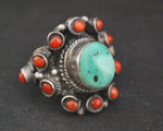 Nepali Turquoise Coral Ring - Size 6.75