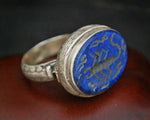 Afghani Lapis Lazuli Scorpion Intaglio Ring  - Size 7