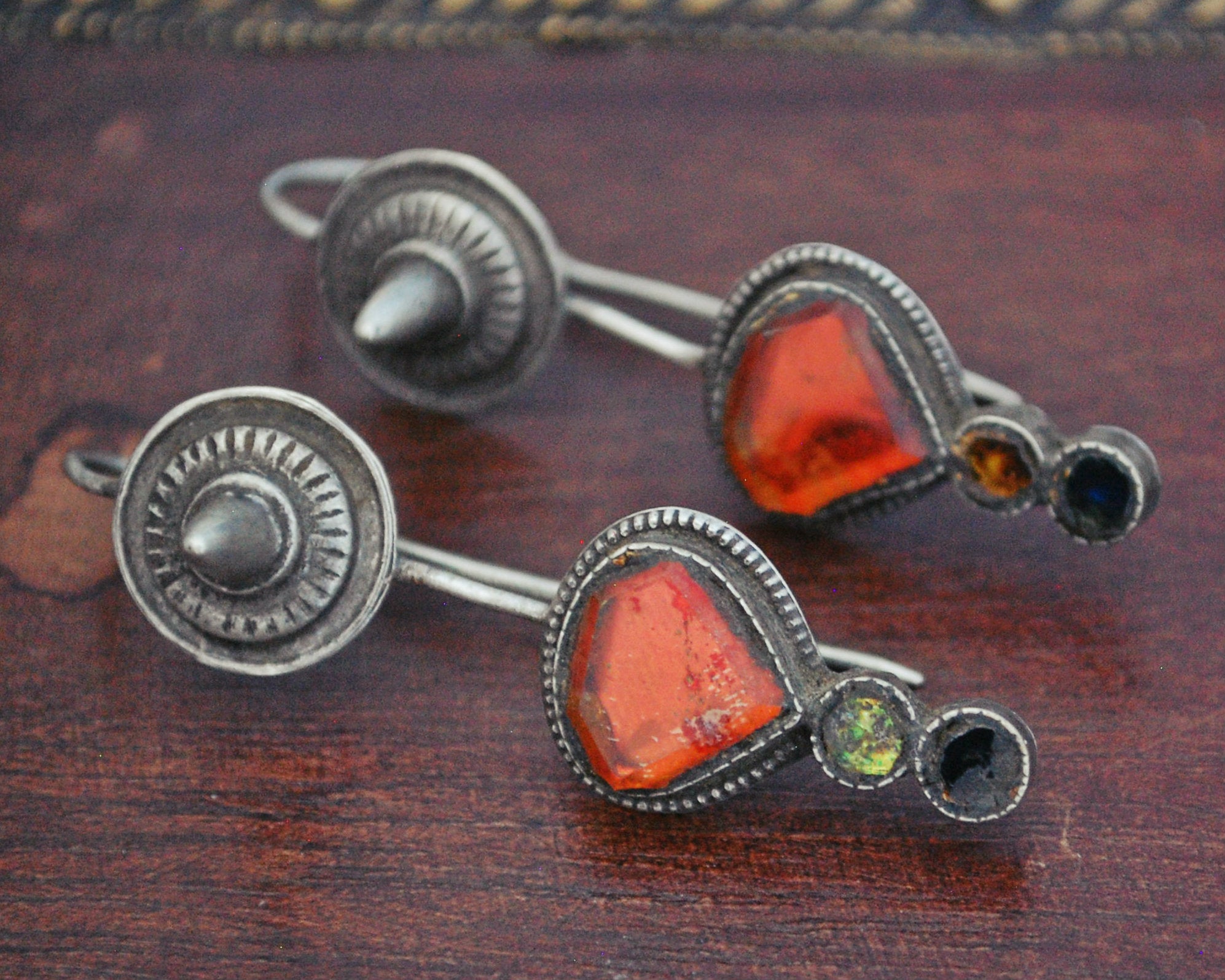 Old Gujarati Glass Spike Glass Earrings