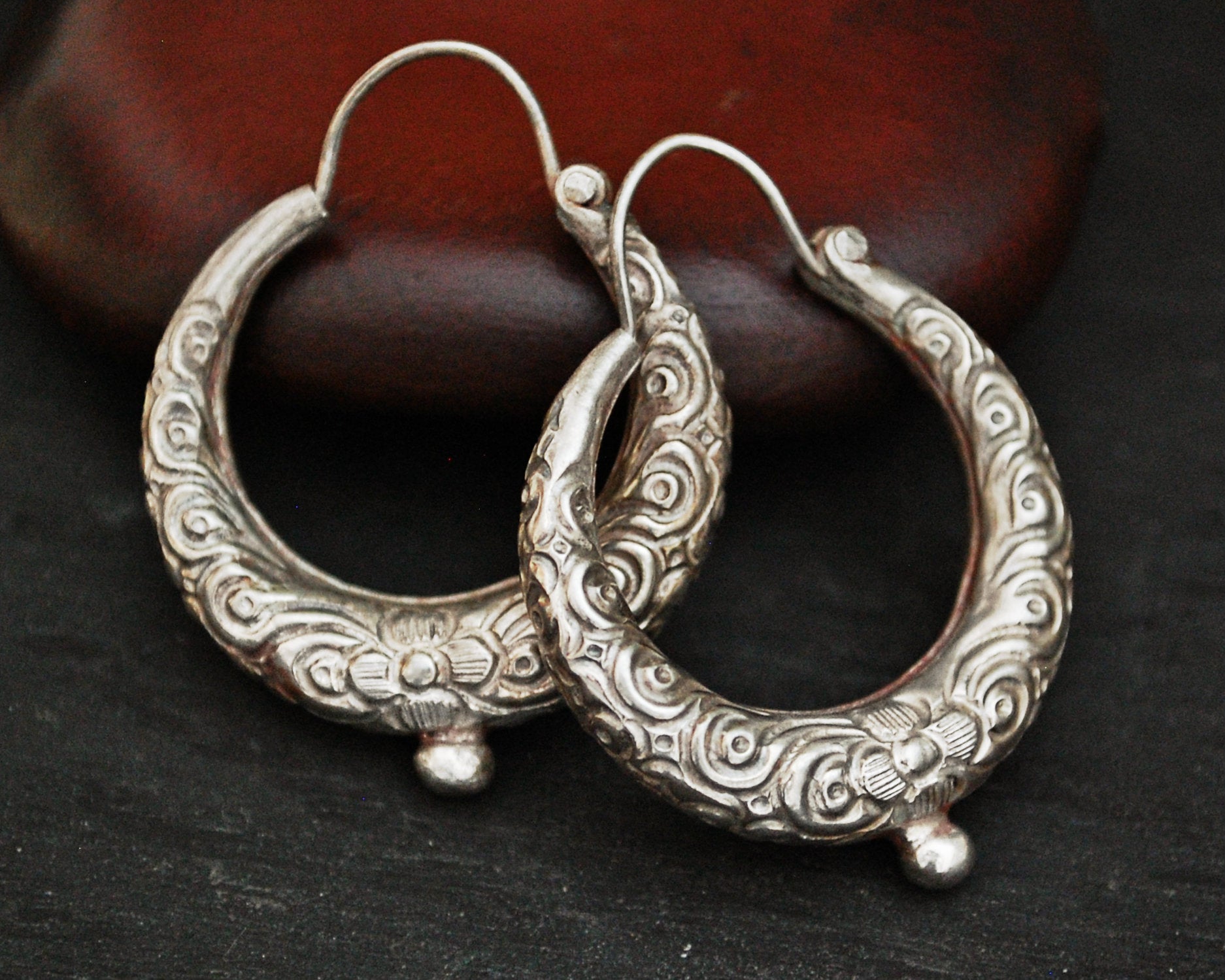 Ethnic Nepali Hoop Earrings - MEDIUM