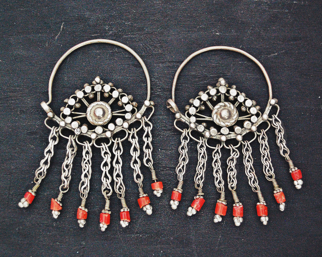 Uzbek Coral Hoop Earrings