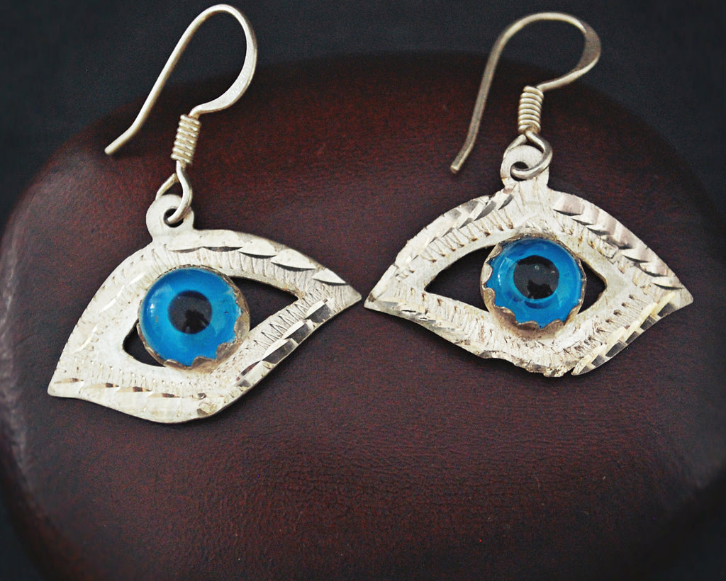 Evil Eye Silver Dangle Earrings