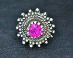 Antique Afghani Pink Glass Ring - Size 7.5