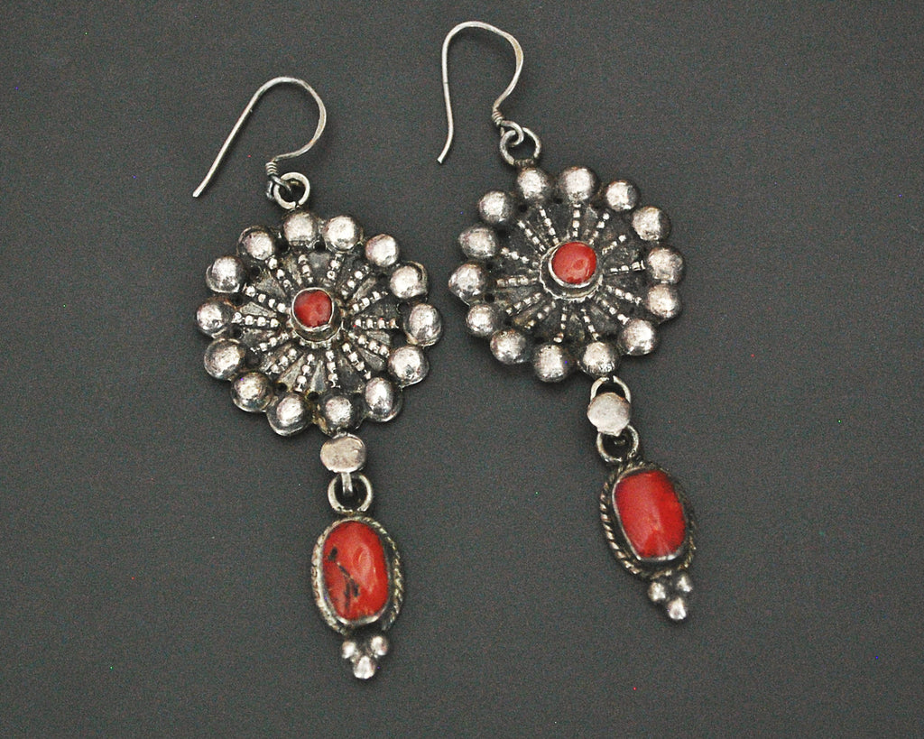 Ethnic Coral Earrings from Nepal