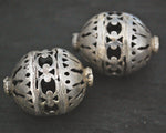 Pair of Yemeni Silver Openwork Beads