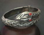 Antique Ottoman Filigree Snake Bracelet with Coral Eyes