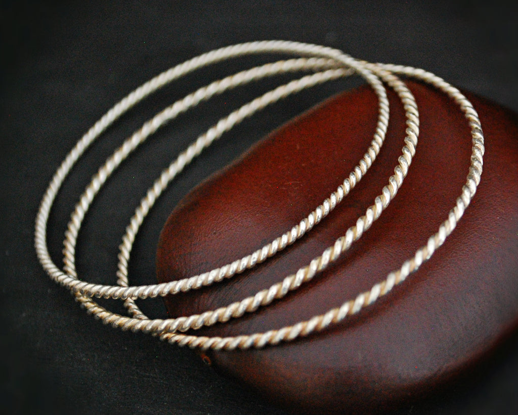 Twisted Wire Bangle Bracelet - Set of Three