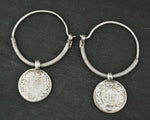 Tribal Indian Hoop Earrings with Coins - LARGE