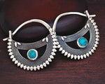 Ethnic Hoop Earrings with Turquoise