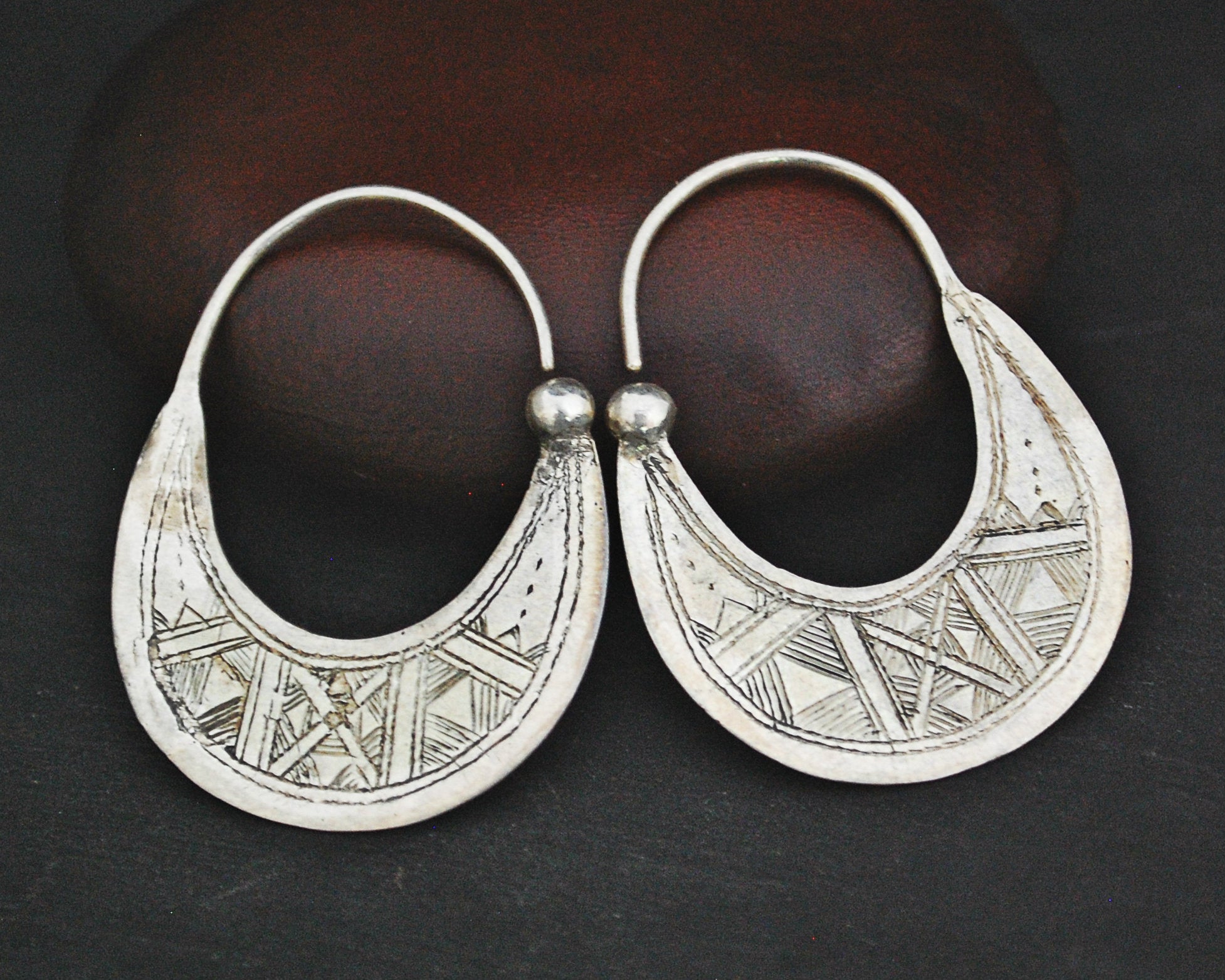 Tuareg Hoop Earrings with Carvings