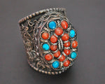 Nepali Turquoise Coral Ring - Size 8.75