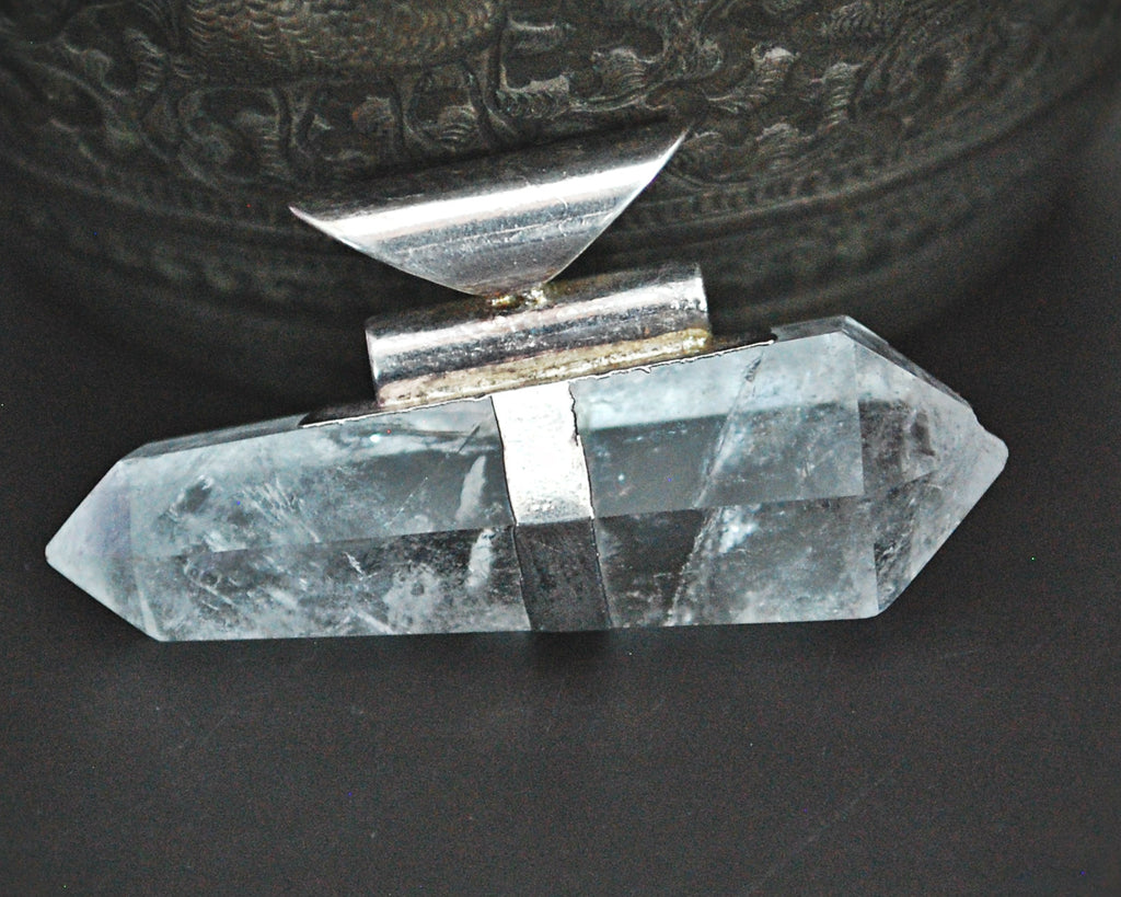 Crystal Quartz Point Pendant on Sterling Silver Setting