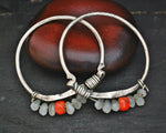 Old Berber Hoop Earrings with Coral