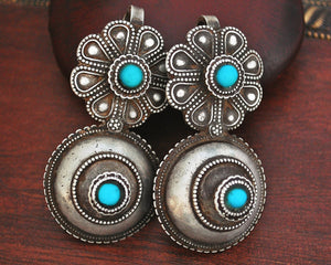 Old Rajasthani Tribal Earrings with Turquoise