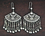 Egyptian Silver Lotus Earrings with Dangles