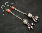 Afghani Silver Coral Earrings