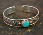 Nepali Turquoise Coral Filigree Cuff Bracelet