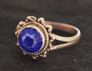 Ethnic Blue Glass Ring from India - Size 8.5