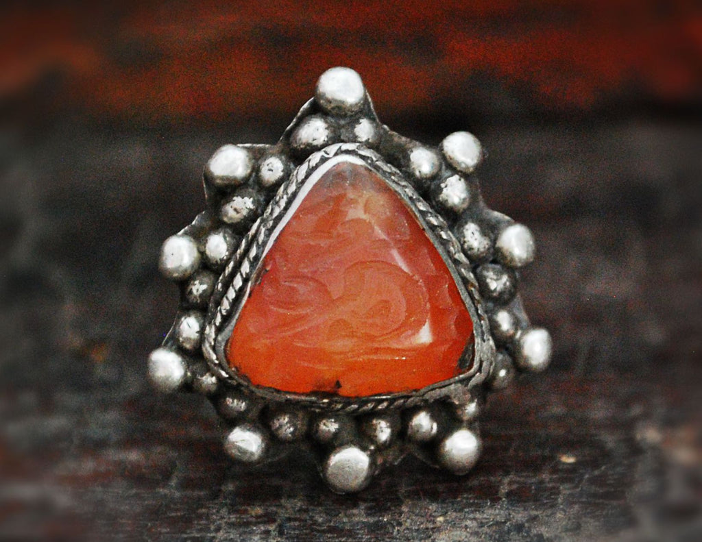 Antique Afghani Carnelian Ring - Size 8