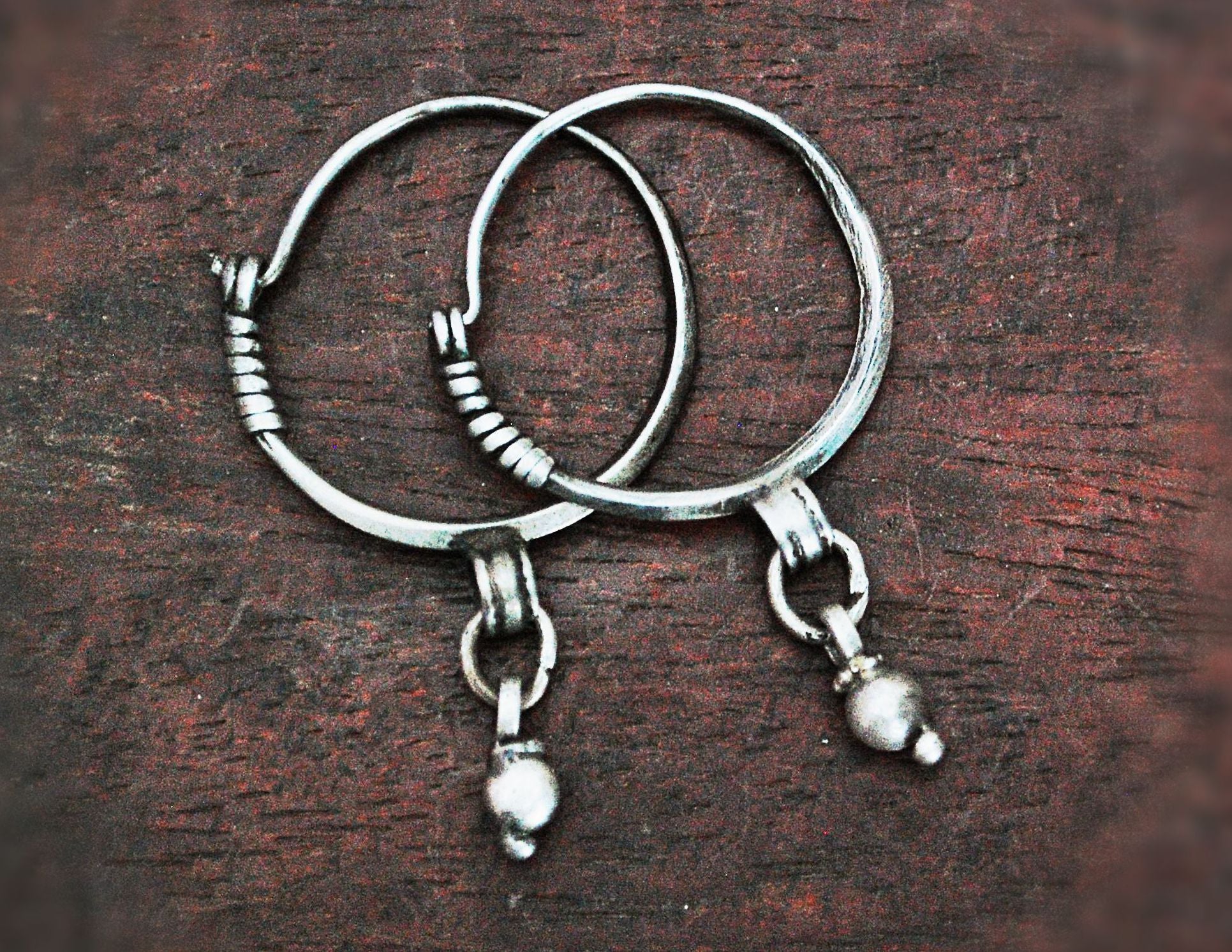 Antique Afghani Hoop Earrings with Bell