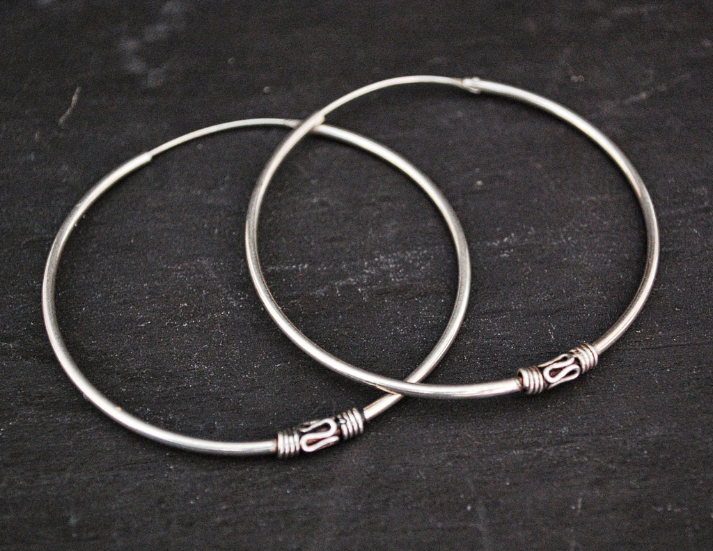 Large Ethnic Bali Hoop Earrings