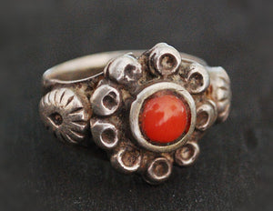 Rajasthani Tribal Coral Ring - Size 7