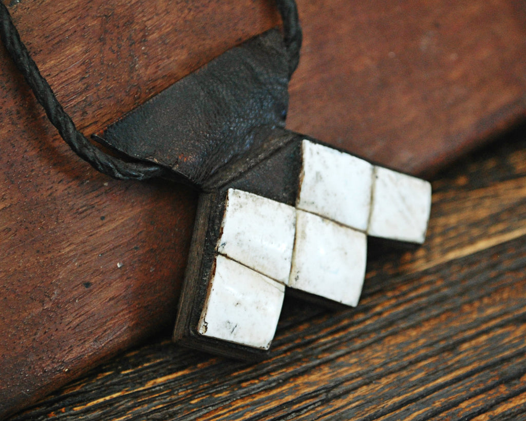 Tuareg Khomeissa Shell and Leather Amulet Pendant