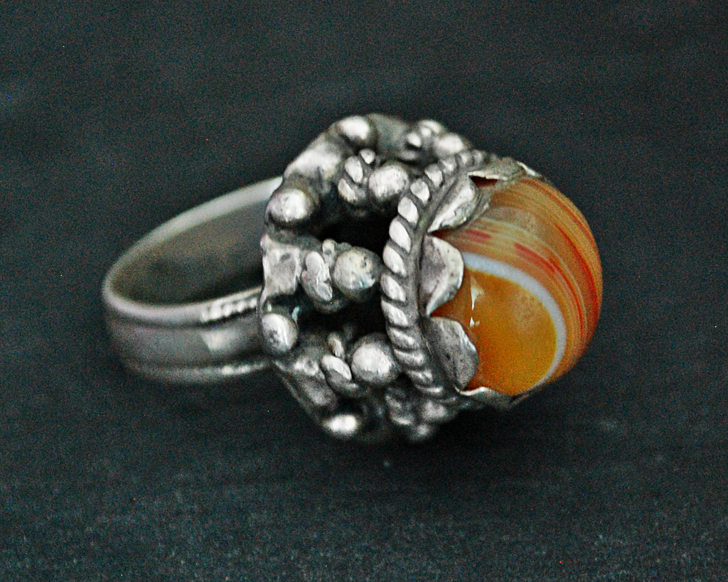 Antique Afghani Agate Ring - Size 10