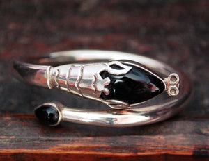 Onyx Snake Bracelet - Sterling Silver