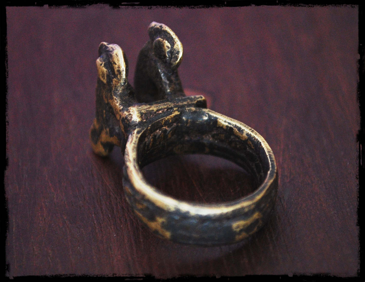 Old Lobi Chameleon Brass Ring - Size 6.5 - Double Chameleon Ring