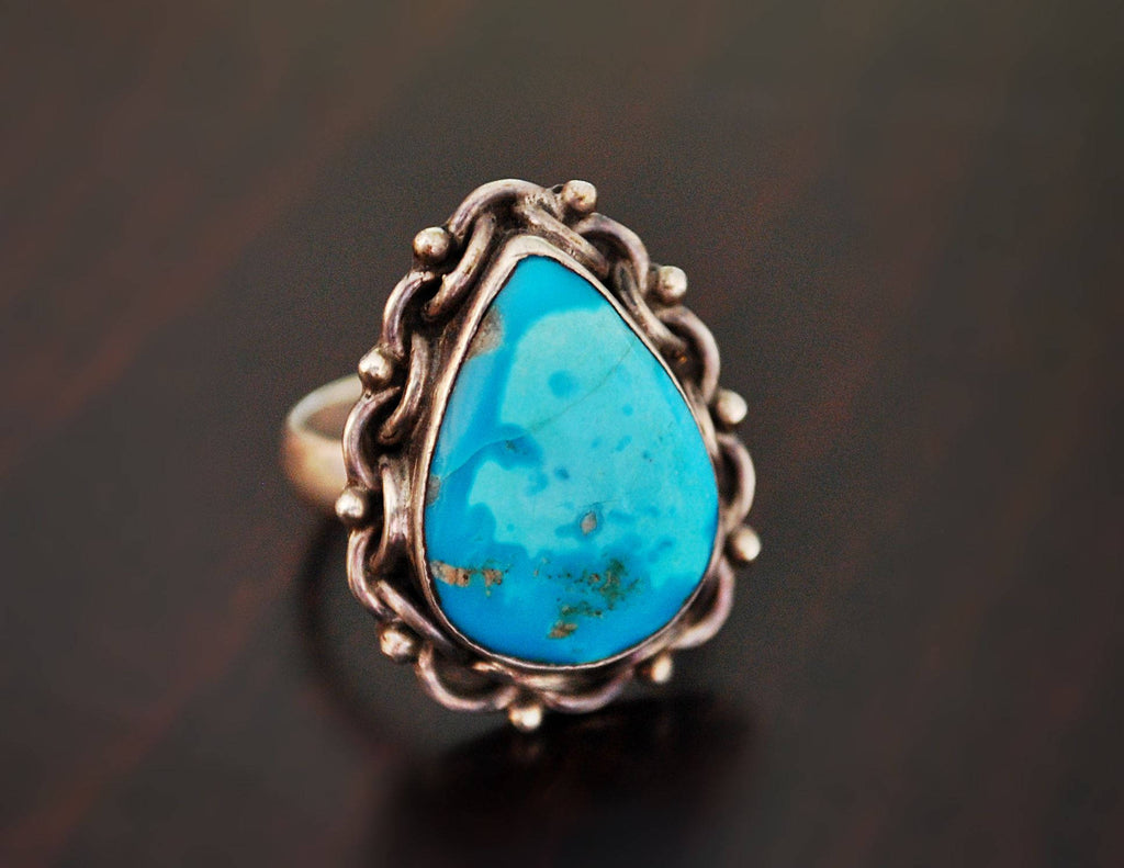 Ethnic Turquoise Ring from India - Size 8