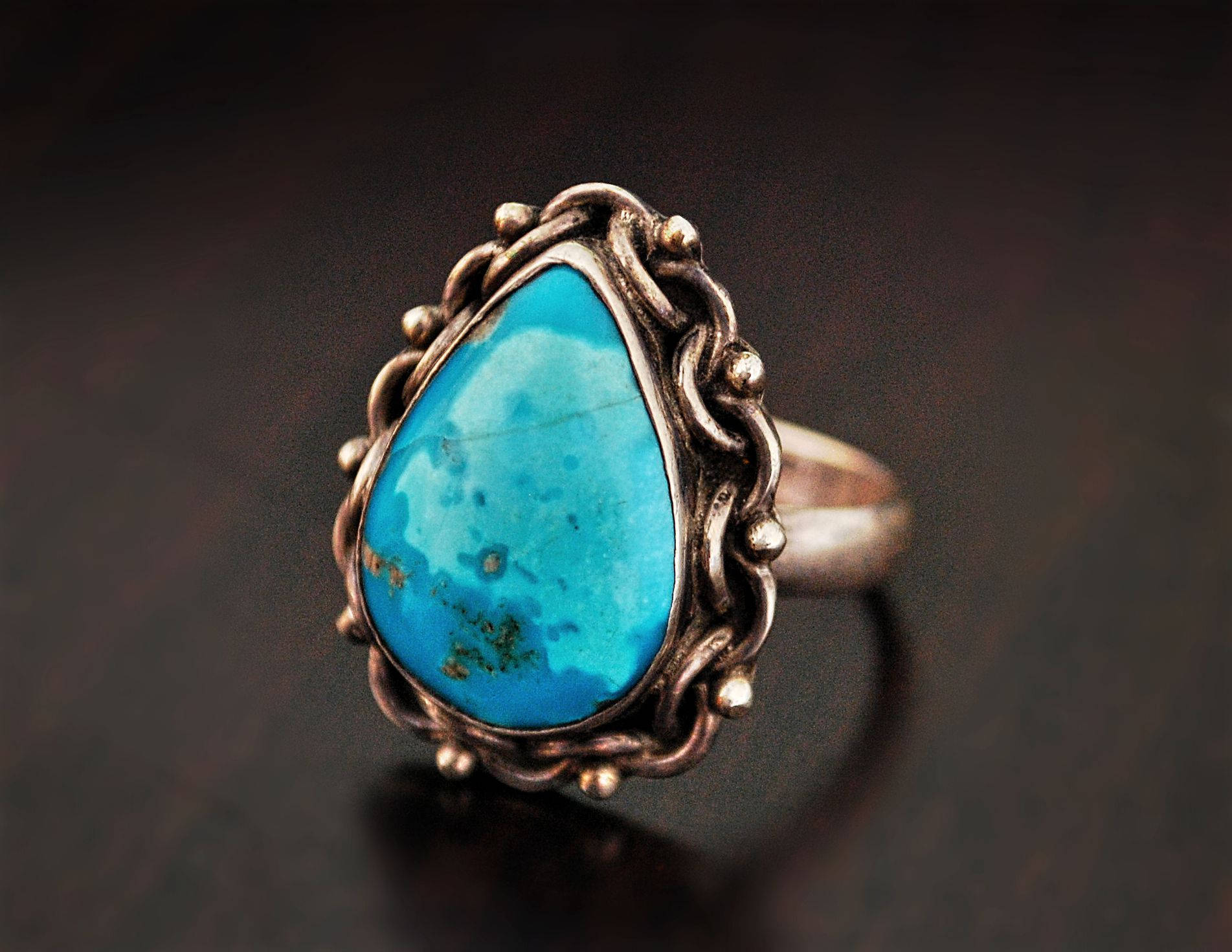 Ethnic Turquoise Ring from India - Size 8