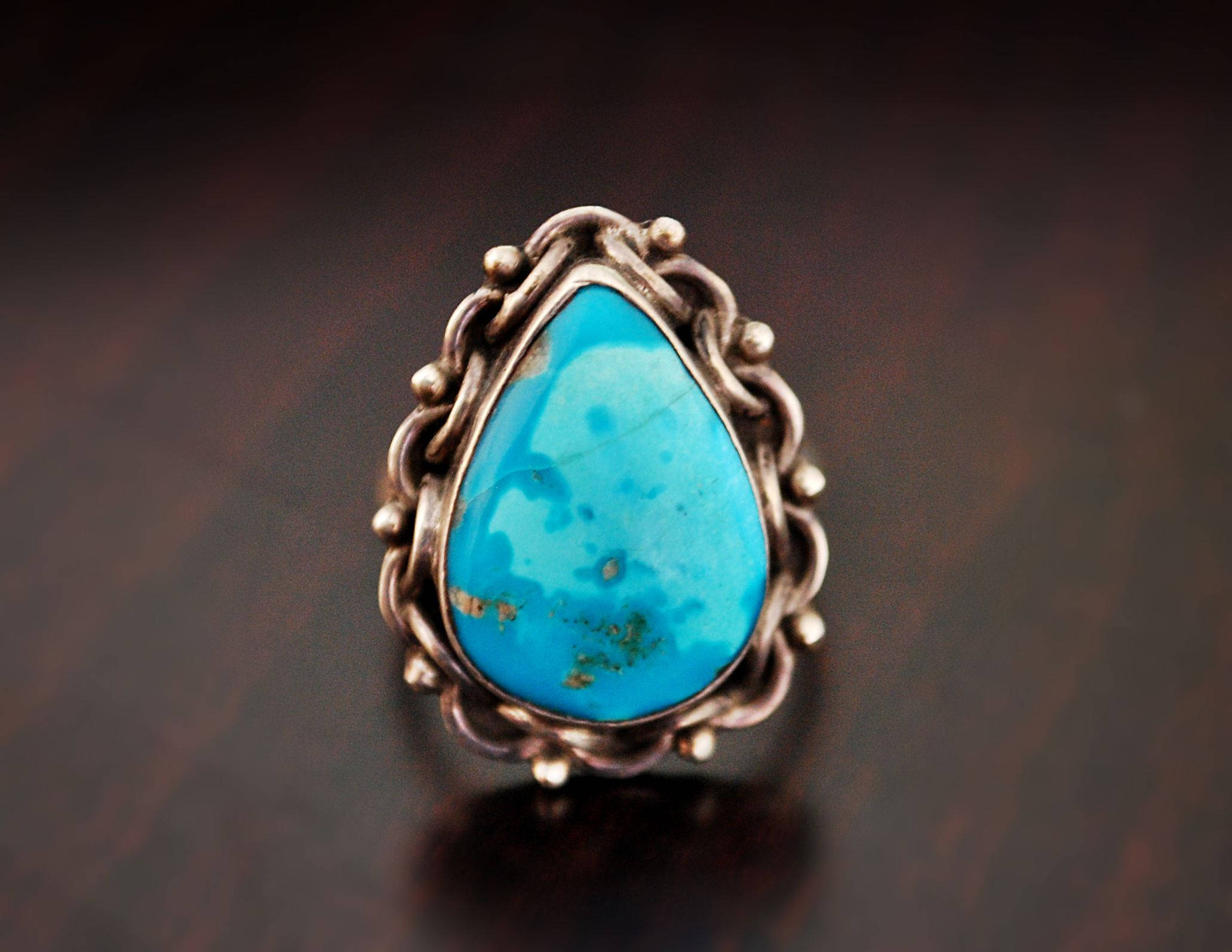 Ethnic Turquoise Ring from India - Size 8