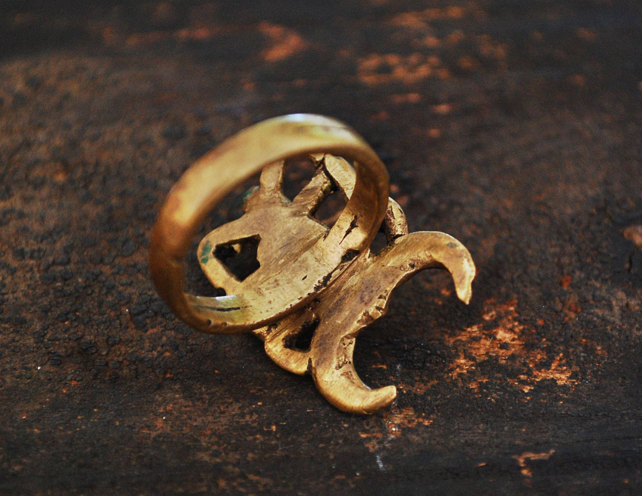 Old Lobi Scorpion Brass Ring - Size 10.5